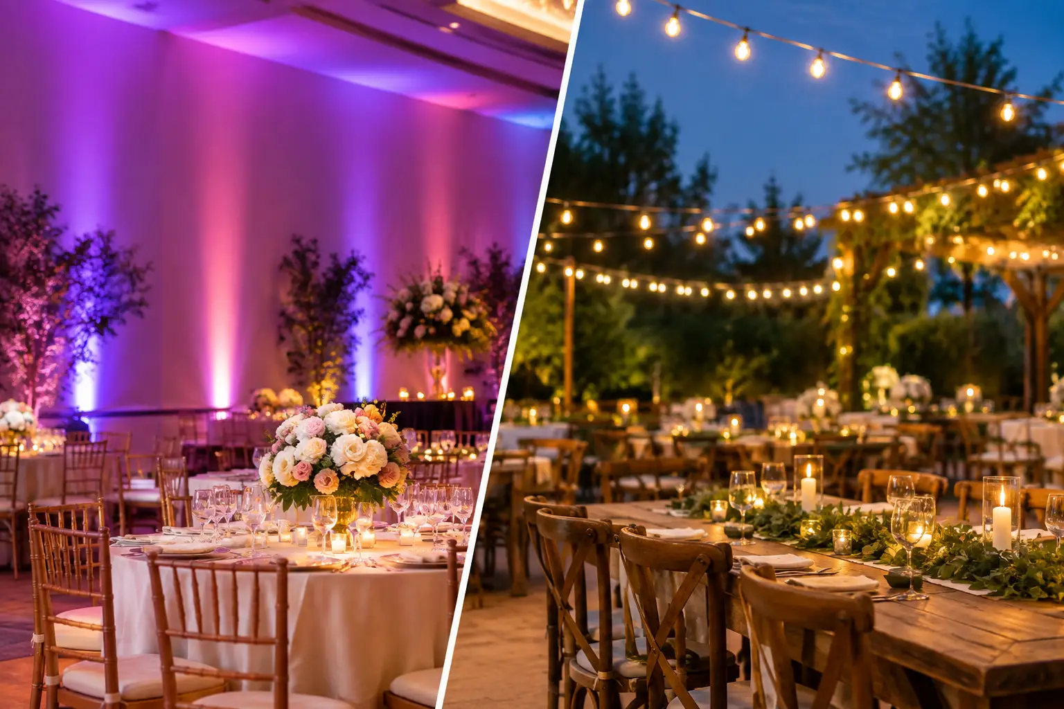 Uplighting Versus Bistro Lighting for Weddings